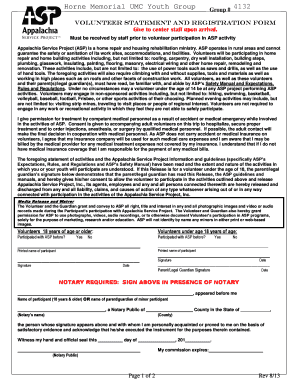 Appalachia Service Project Volunteer Registration Form