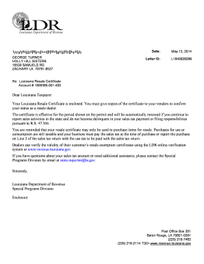 Louisiana Resale Certificate