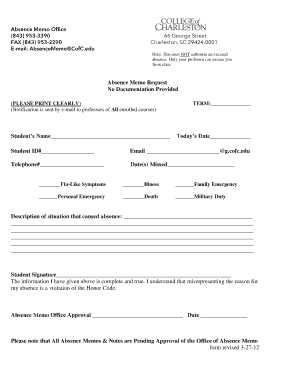 Absence Memo Request Form