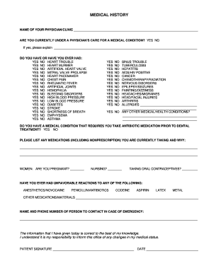 Medical History Form