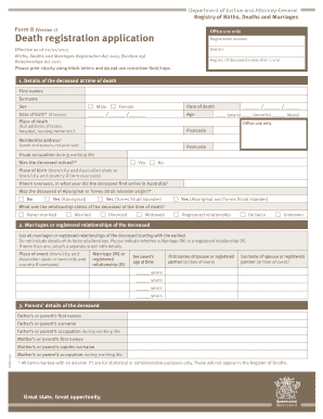 BDeathb registration application - Queensland Government