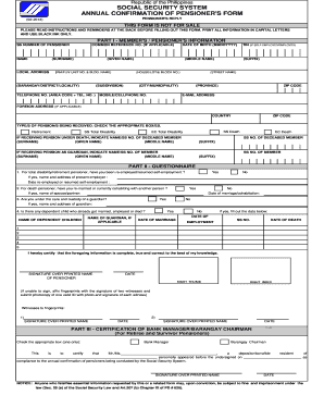 Philippines Annual Confirmation of Pensioner Form