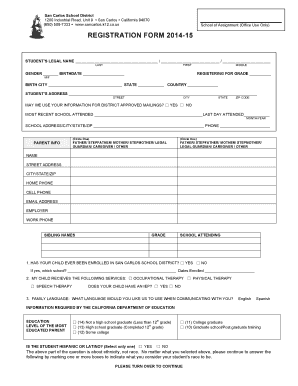 San Carlos School District Registration Form