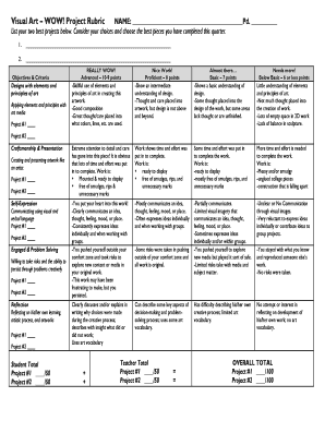 Visual Art WOW Project Rubric