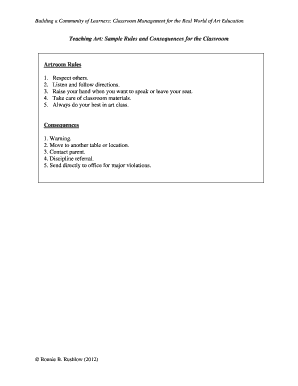 Art Classroom Behavior Management Contract