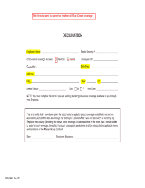 Employee Insurance Waiver Form