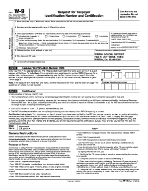 IRS Form W-9 Request for Taxpayer Identification Number and Certification