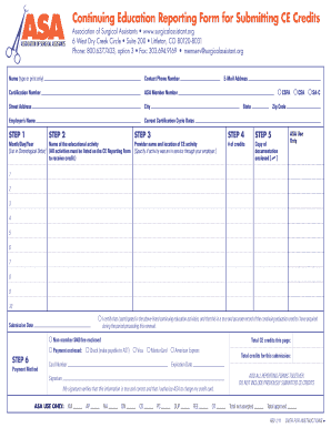 Continuing Education Reporting Form for CE Credits