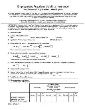 Employment Practices Liability Insurance Application