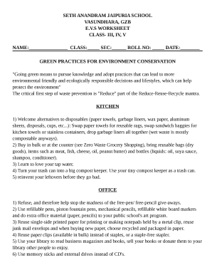 Environmental Conservation Worksheet