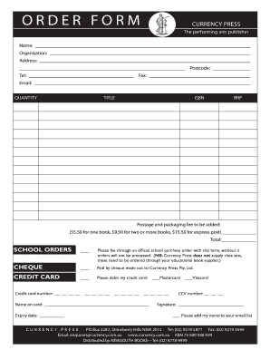 Currency Press Order Form