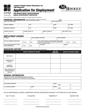 Application for Employment