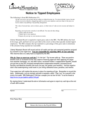 Notice to Tipped Employees