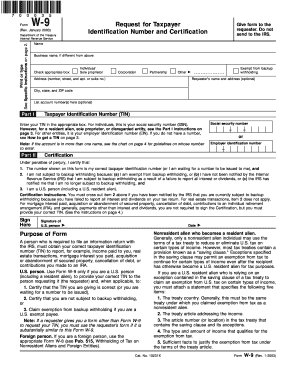 Form W-9 Request for Taxpayer Identification Number and Certification