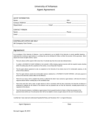 University of Arkansas Agent Agreement