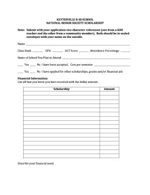 National Honor Society Scholarship Application Form