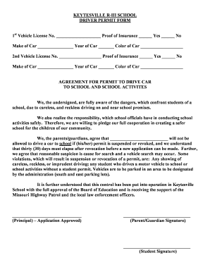 Fillable Online keytesville k12 mo Drivers permit form - Keytesville R ...