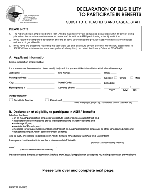 Declaration of Eligibility for Substitute Teachers and Casual Staff