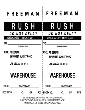 Exhibitor Shipping Label
