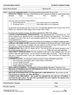 College Health IPA Patient Consent Form