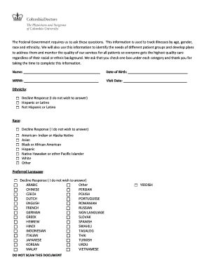 Patient Demographic Information Form