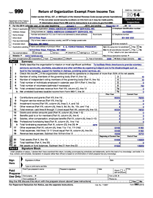 Form 990 Return of Organization Exempt From Income Tax