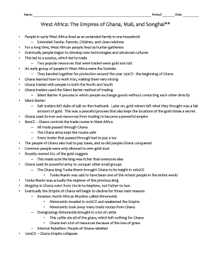 West Africa Empires Worksheet