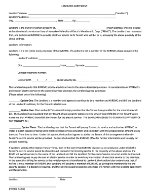 Landlord Agreement for Electric Service