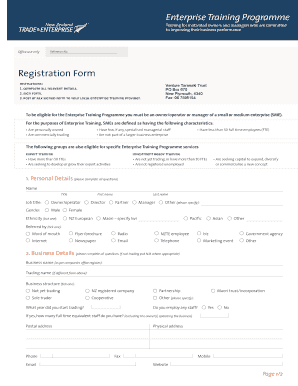 Enterprise Training Programme Registration Form