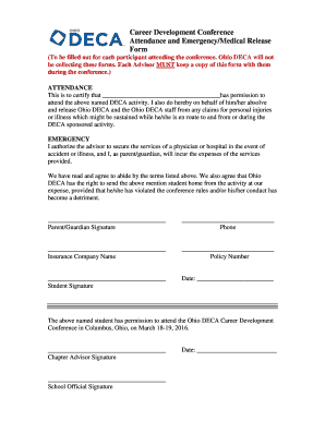 Ohio DECA Conference Attendance and Release Form