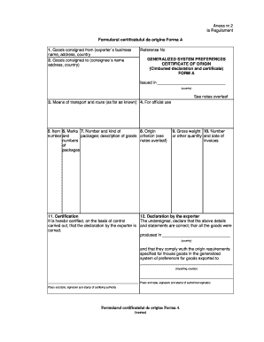 Form A Certificate of Origin