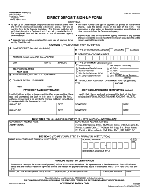 US Federal Direct Deposit Sign-Up Form