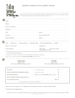 Payment summary form: graphic design