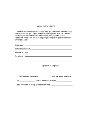 Jury Duty Leave Form