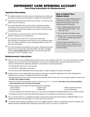 Dependent Care Spending Account Claim Form