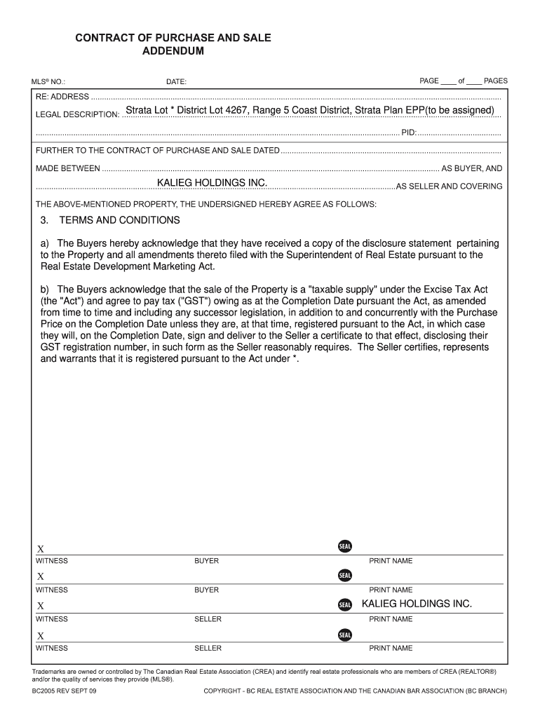 Contract of bpurchaseb and sale baddendumb - Mountain Gateway Estate Preview on Page 1