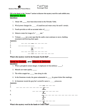 Scavenger Hunt Worksheet