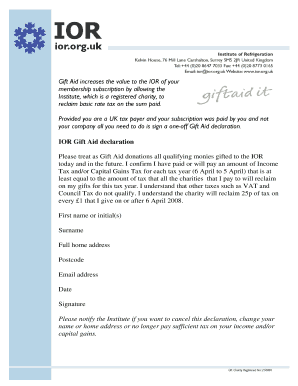 IOR Gift Aid Declaration