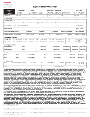 Honda Canada Business Credit Application
