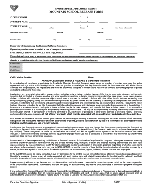 Snowbird Mountain School Release Form