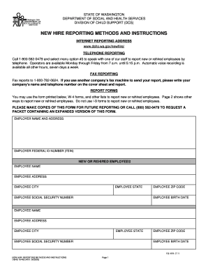 Washington New Hire Reporting Form
