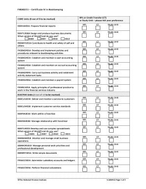 Certificate IV in Bookkeeping Enrollment Form