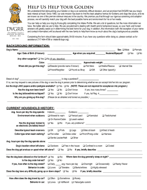 Golden Retriever Intake Profile