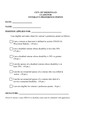Veteran's Preference Points Claim Form