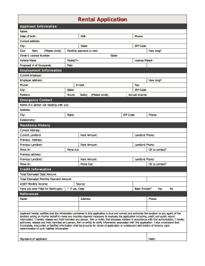 Rental Application Form