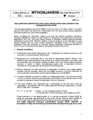 Declaration Certificate for Local Production and Content