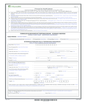 Manulife Indonesia Life Insurance Claim Form