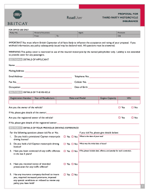 RoadUser Third Party Motorcycle Insurance Proposal