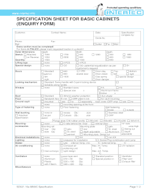 Basic Cabinet Specification Enquiry Form