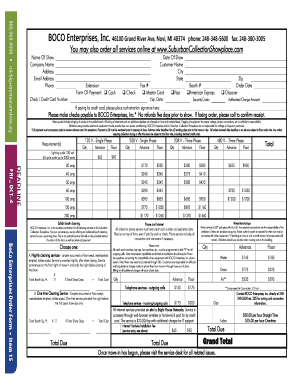 BoCo Enterprises Order Form